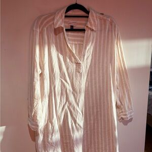 Universal Thread Cream and White Striped Collared Shirt